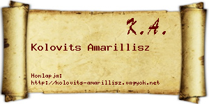 Kolovits Amarillisz névjegykártya